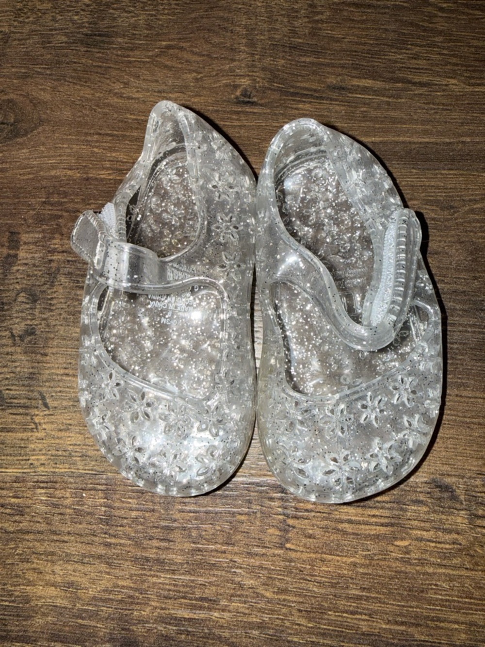 Old Navy Clear Glitter Jelly Mary Jane Shoes 0-3 month size